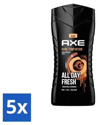 Produktbild von 5 x Axe 3-in-1 Duschgel Dark Temptation mit Schokoladenduft 250 ml - Vorteilspackung - 5 Stücke