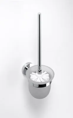 Image de Goupillon de toilettes en verre brosse blanche OMEGA 11x36x14cm