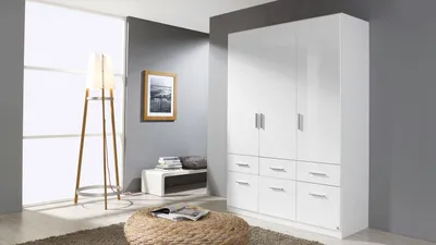 Produktbild von Kleiderschrank Celle ca. 136x197 cm 6 Schubladen weiß hochglanz