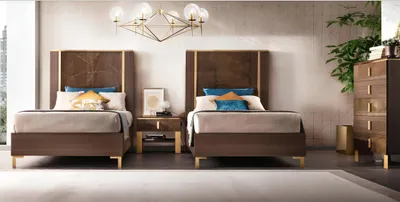 Productafbeelding van Bett, nachtkastje, hocker, 4-delige slaapkamer set, modern design, luxe, nieuw