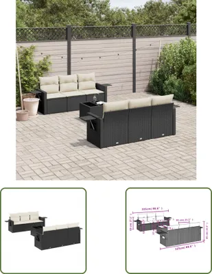 Produktbild von The Living Store 7-tlg. Garten-Sofagarnitur mit Kissen Schwarz Poly Rattan