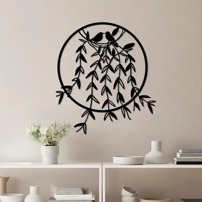 Image de Wallity, Bird Nest - 2, Accessoire mural décoratif en métal, 100 % METAL, multicolore, 56 x 56 cm