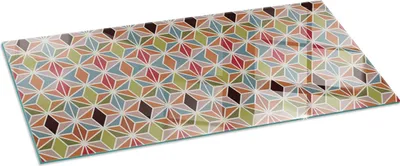 Obrázek produktu pro Skleněná podlahová deska pro 125x50 cm - Krbová deska skleněná - Krbová deska skleněná - Ochranné sklo - Ochranná deska proti jiskrám - Skleněná podlahová deska ohnivzdorná - Ochranná deska proti teplu - Skleněná ochrana podlahy - Polygonální vzor v mřížce
