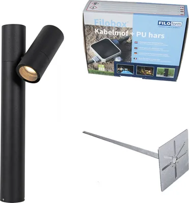 Produktbild von Außenleuchte Schwarz mit Erdspieß und Kabelverschraubung 50cm IP44 Solo Deluxe