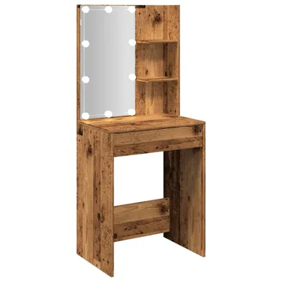 Zdjęcie produktu dla Toaletka z oświetleniem LED, stare drewno, 60x40x140 cm