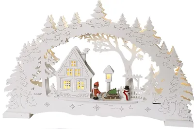 Produktbild von Best Season LED-Fensterleuchter "Village" 10 warm white LED, weiss, Holz, Trafo, 270-27