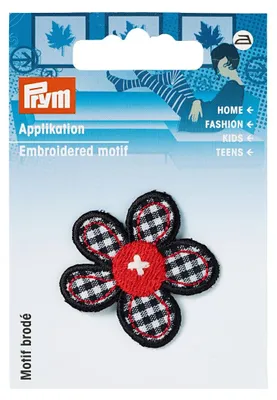 Imagen del producto de Applikación floral, diseño a cuadros en , rojo y blanco