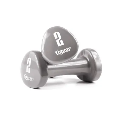 Obrázek produktu pro tiguar vinylové činky 2 kg pár, světle šedé, ergonomické, protiskluzové, odolné