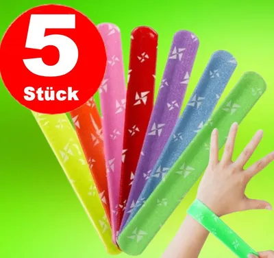 Produktbild von 5x Klatscharmband Klatscharmbänder Schnapparmband Mitgebsel Set Geburtstag