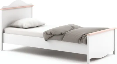 Productafbeelding van Furniture24 Bed Mia Mi08 met pocketveringmatras 90x200, wit / roze, meisjeskamer, kinderkamer