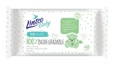 Obrázok produktu pre Ubrousky dětské Linteo Baby Biodegradable, vlhčené s aloe vera, 48 ks