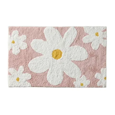 Produktbild von HOMESCAPES Badematte Blumen 50x80 cm – Badteppich rosa, 100 % Baumwolle