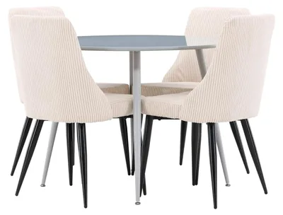 Produktbild von Plaza Essgruppe Esstisch grau 4 Stühle Samt beige.