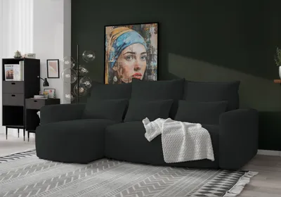 Produktbild von 4ALLHOME Ecksofa mit Schlaffunktion Travis, Couch, Sofa mit Bettkasten, Eckcouch, L-Form, Schlaffsofa, Universal, Cord Onega 11 Graphit