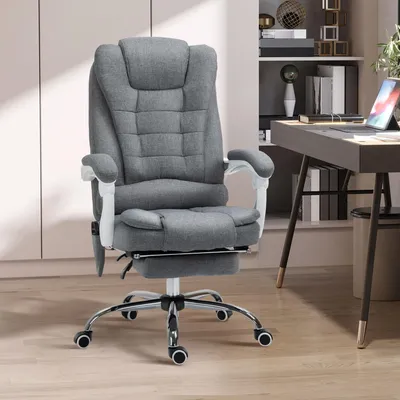 Produktbild von Bürostuhl mit Massage- und Heizfunktion, neigbare Rückenlehne, drehbar & höhenverstellbar, bis 120 kg, Grau, 65x70x119 cm