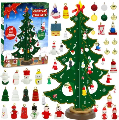 Obrázek produktu pro Adventní Kalendář Vánoční Stromeček 24 Dní Odpočítávání s 29 Ozdobami