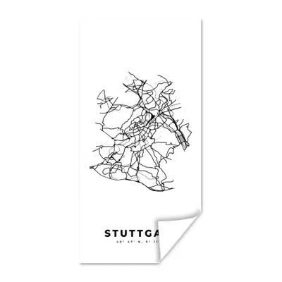 Produktbild von MuchoWow® Poster Stadtplan - Deutschland - Schwarz und weiß - Stuttgart - Karte 60x120 cm - Wandschmuck