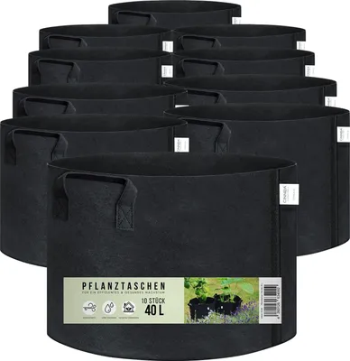 Produktbild von CINNEA Pflanztasche 40L aus Filz-Stoff, 10 Stück, Pflanzsack