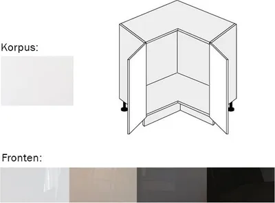 Immagine prodotto di Base ad angolo (EST-DER/90) 90x90cm finitura acrilica opaca bianco perla selezionabile