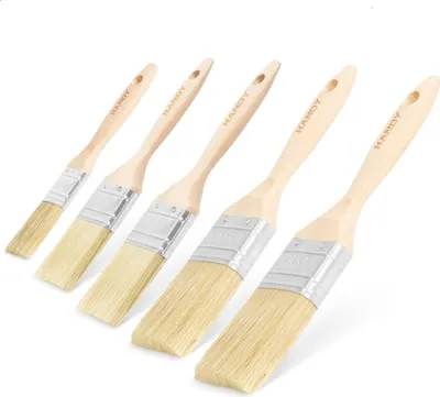 Produktbild von Flachpinsel Holz - Pinsel 5er Set - Für Beize, Farbe, Lack