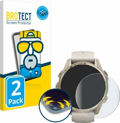 Produktbild von 2x BROTECT Fullscreen Schutzfolie für Garmin Fenix 8 (43 mm) Displayschutz Folie Fullcover Matt Entspiegelungsfolie