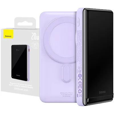 Obrázok produktu pre Baseus Magnetický držiak Kabellose Schnelllade-Powerbank 10000 mAh 20 W Lila