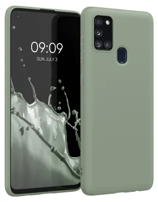 Produktbild von kwmobile Handyhülle für Samsung Galaxy A21s Hülle - TPU Case - Kabelloses Laden - Schutzhülle Cover in Graugrün