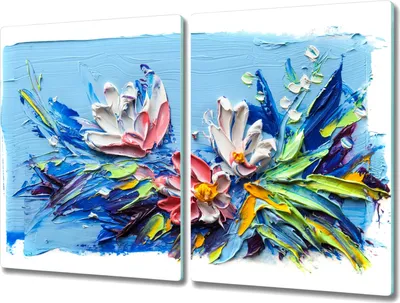 Produktbild von Coloray Küchenbrett Kochplattenabdeckung Hackbrett Schneidebrett Herdabdeckplatte 2x40x52 cm - Malerei Blumen