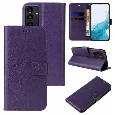 Produktbild von Kunstleder Flip-Hülle Floral für Smartphones - Farbe: Violett - Modellkompatibilität: Für Samsung Galaxy A54 5G