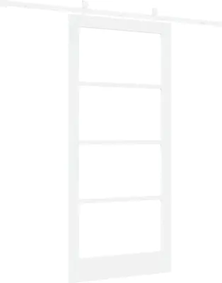 Obrázok produktu pre VidaXL Posuvné dvere, 93 x 202 cm, masívne drevo (smrek) a sklo, biele