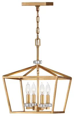 Zdjęcie produktu dla Żyrandol Stinson postarzany mosiądz 4xE14x60W kryształ wym:202,2x33x33cm IP20 Quintiesse