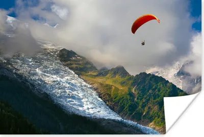 Produktbild von MuchoWow® Poster Alpen - Gleitschirmfliegen - Schnee 120x80 cm - Bilder