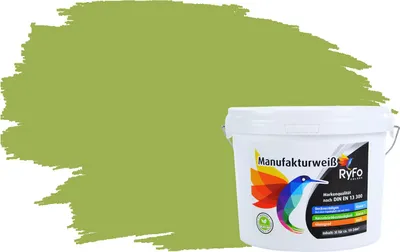 Produktbild von RyFo Colors Bunte Wandfarbe Manufakturweiß Olivgrün 3l - weitere Grün Farbtöne und Größen erhältlich, Deckkraft Klasse 1, Nassabrieb Klasse 1