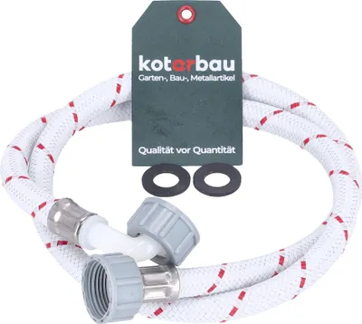 Produktbild von KOTARBAU® Waschmaschinen Zulaufschlauch 1M x ⌀ 13 mm Panzerschlauch Spülmaschine Schlauch 3/4 Zoll Bogen/Gerade Geschirrspüler Ersatzteile Zulaufschlauch mit Dichtung Wasserzulaufschlauch