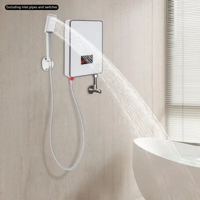 Image de Chauffe-eau électrique - 6500 W - Acier inoxydable - Blanc - Pour salle de bain et caravane
