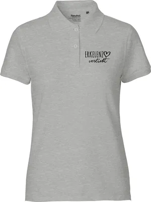 Produktbild von Huuraa Damen Polo Shirt Erkelenz verliebt XXL Sport Grey Bio Baumwolle Fairtrade Poloshirt Geschenkidee
