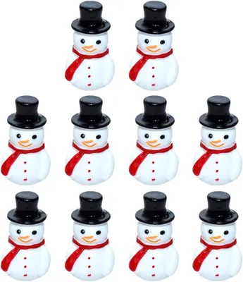 Productafbeelding van Miniatuur-kerstsneeuwpopfiguren - Set van 10 - Kleine kerstfiguren - Mini-hars-sneeuwpoppen - FeeÃ«ntuinen - Zwart