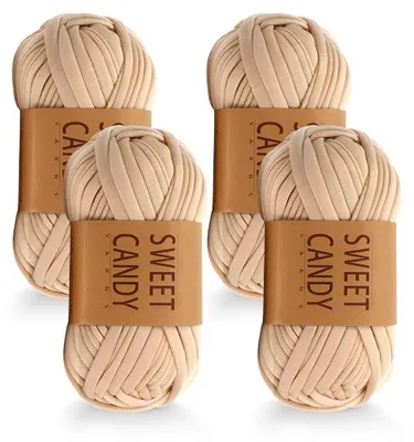 Häkelgarn-Set, 4 x 100 g, Polyester, 4 Farben