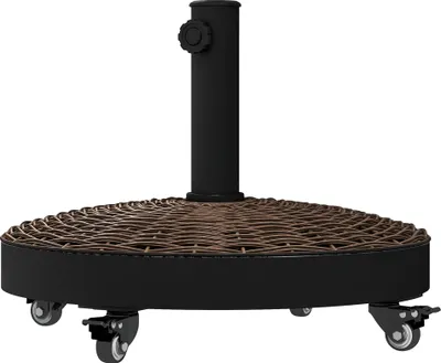 Image de Outsunny Pied de parasol base de lestage rond poids net 22,7 kg en ršŠsine avec 4 roulettes - dim. ? 52 x 41H cm - bronze