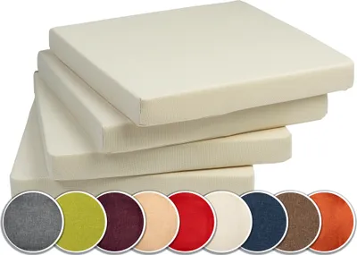 Produktbild von Sunnypillow 4er Set Stuhlkissen Polsterauflage Auflage für Stühle / Bänke in Haus und Garten Sitzkissen Sitzauflage Gartenkissen viele Farben zur Auswahl 40 x 40 x 5 cm Cremefarben