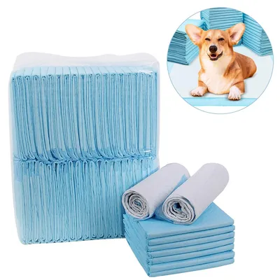 Produktbild von 100X Hundepads für Hunde und Welpen, 60X60cm, auslaufsicheres 5-Lagen-Design mit schnelltrocknender Oberfläche,Welpentoilett Katzen Hundeklo, Blau