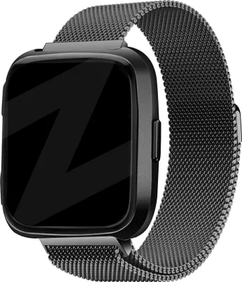 Produktbild von Bandz Milanese Loop Band passend für Fitbit Versa / Versa 2 - Milanese Band mit Magnetverschluss - Schwarzes geflochtenes Stahlband