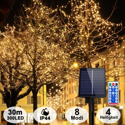 Produktbild von XINZI Solar Fairy Lights 30m 300 LEDs - warmweiß, 13 Modi & Timer, für Garten, Balkon, Terrasse, Hof, Haus, Party, Hochzeit, Ostern, Halloween