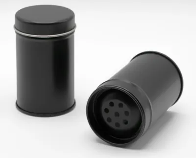 Produktbild von Dosenritter | 12 x runde Gewürzstreuer aus Metall für je 60g Gewürzpulver oder 30g getrocknete Kräuter| mit 12 Streueinsätzen | 8 x 4,8 cm (H,ø)