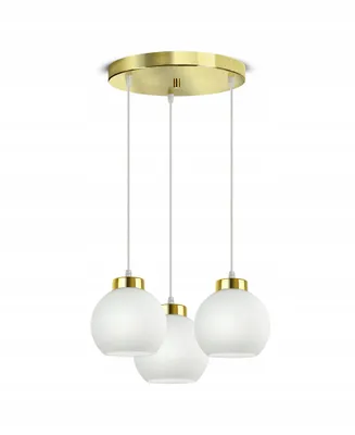 Zdjęcie produktu dla Lampa Wisząca Sufitowa Żyrandol Złota Szklane Białe Kule Glass EZ3 LED E27