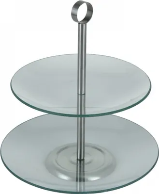 Produktbild von Etagere Ø25x17cm 2Ablagen Glasplatten Servierteller Servierplatte
