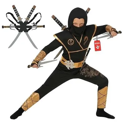 Zdjęcie produktu dla Kostium ninja dla dzieci czarny strój karnawałowy halloween chłopiec