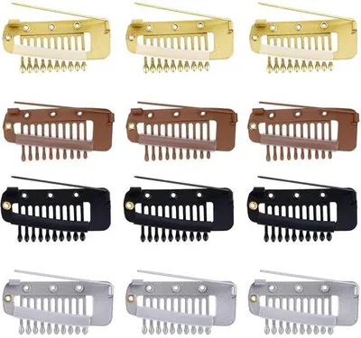 Produktbild von 8 Haarverlengungsclips mit Sicherheitsnadeln, starken Kämmen für Frauen
