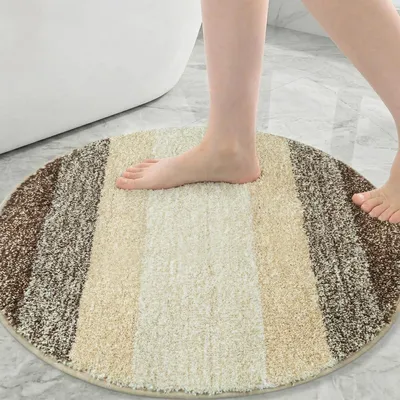 Produktbild von Runder, rutschfester und waschbarer Badezimmerteppich aus Mikrofaser