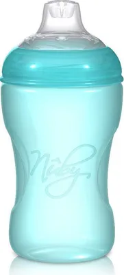 A studio shot of a baby bottle.